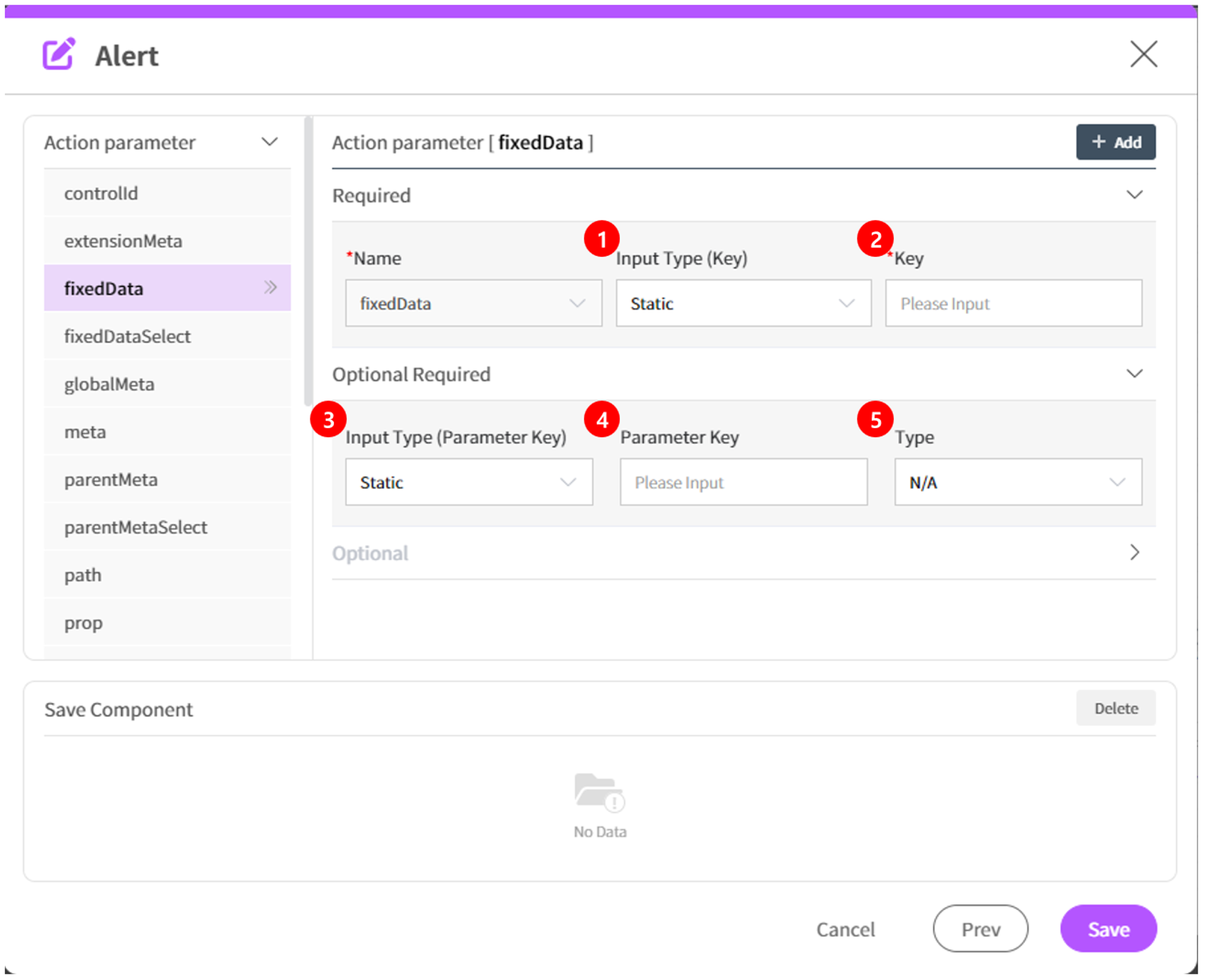 Image 2. Alert input example parameter: controlId